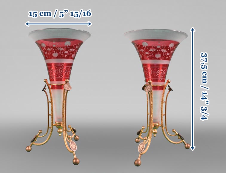 BACCARAT, Pair of Mounted Vases, circa 1878 - Objects