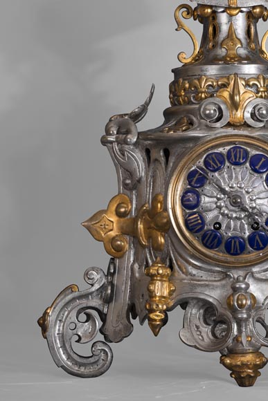 Carlo MAROCHETTI et Louis-Marie MORIS (attributed to), Troubadour-style Clock Set-5