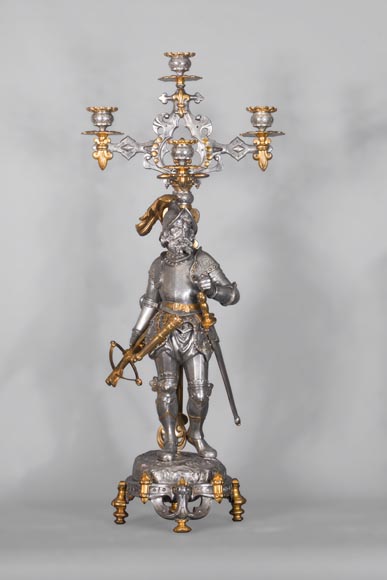 Carlo MAROCHETTI et Louis-Marie MORIS (attributed to), Troubadour-style Clock Set-7