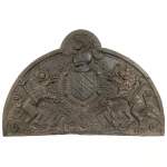 Cast iron fireback with Pellet de Fretinville family coat of arms, 16th century