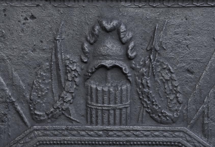 Antique large cast iron fireback inspired by 