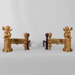 BOUHON Frères - Pair of Louis XVI style putti chenets