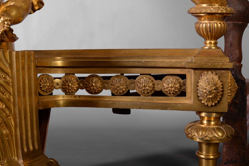 BOUHON Frères - Pair of Louis XVI style putti chenets-3