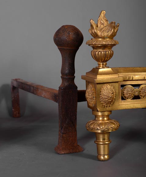 BOUHON Frères - Pair of Louis XVI style putti chenets-7