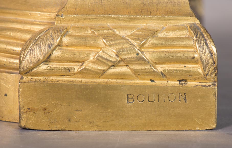 BOUHON Frères - Pair of Louis XVI style putti chenets-8