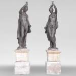Val d'Osne Foundry - Beautiful pair of statues with Indians made of cast iron 