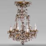 Louis XV style cage chandelier in rock crystal and gilded metal