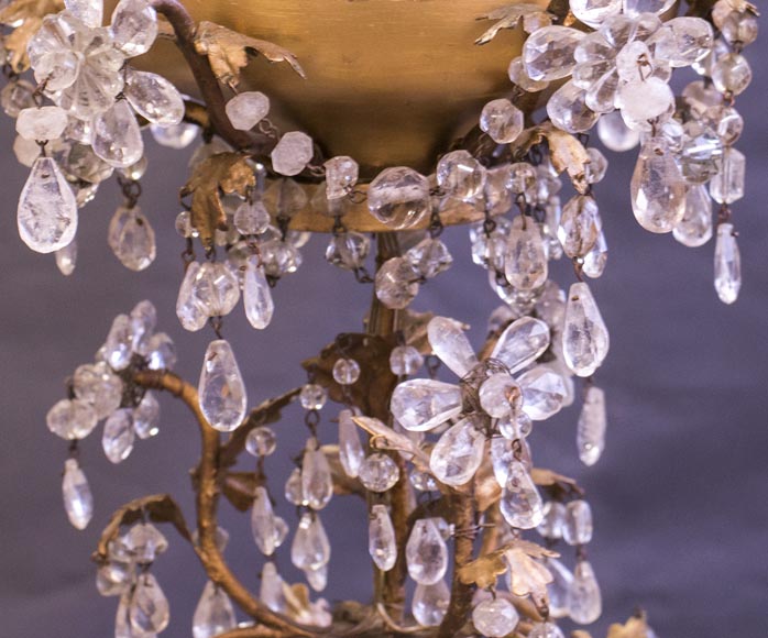 Louis XV style cage chandelier in rock crystal and gilded metal-3