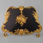 Napoleon III style gitl bronze firescreen with the attributes of music and love