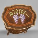Julien-Nicolas RIVART (1802-1867) - Small bedside table decorated with wisteria in porcelain marquetry