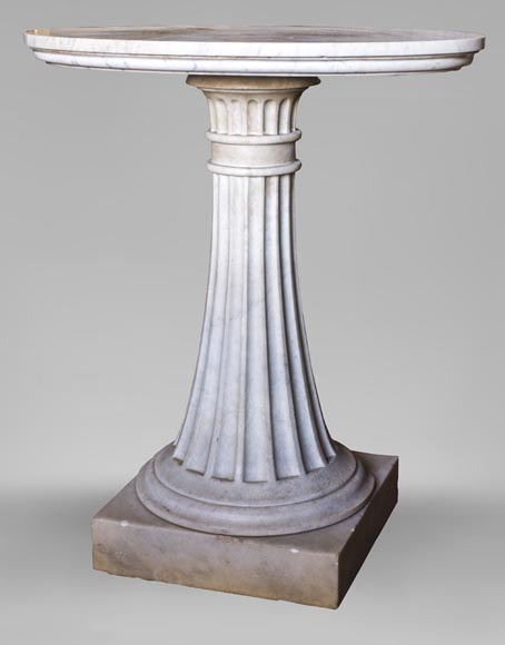 Neoclassical style pedestal table made out of Carrara marble-1