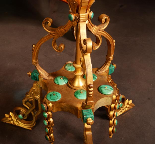 Malachite and gilt bronze gueridon, end of the 19th century-3