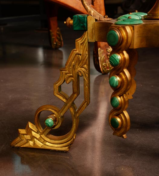 Malachite and gilt bronze gueridon, end of the 19th century-4