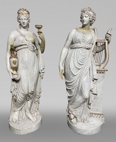 SCULPTURE キャビテーション Plaster statuary group Hebe and Terpsichore - Sculpture