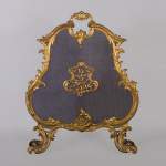 Beautiful antique Louis XV style firescreen in gilt bronze with olive branches