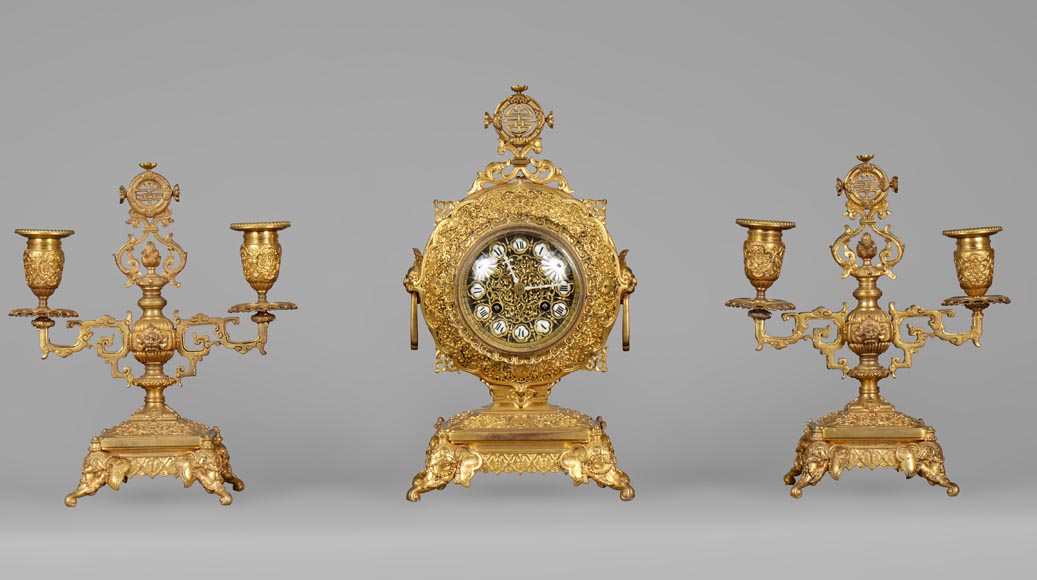 GOLDEN BAROQUE・ゴールデンバロック）全25cdBOX Ferdinand BARBEDIENNE (attributed to) - Gilded bronze set clock in