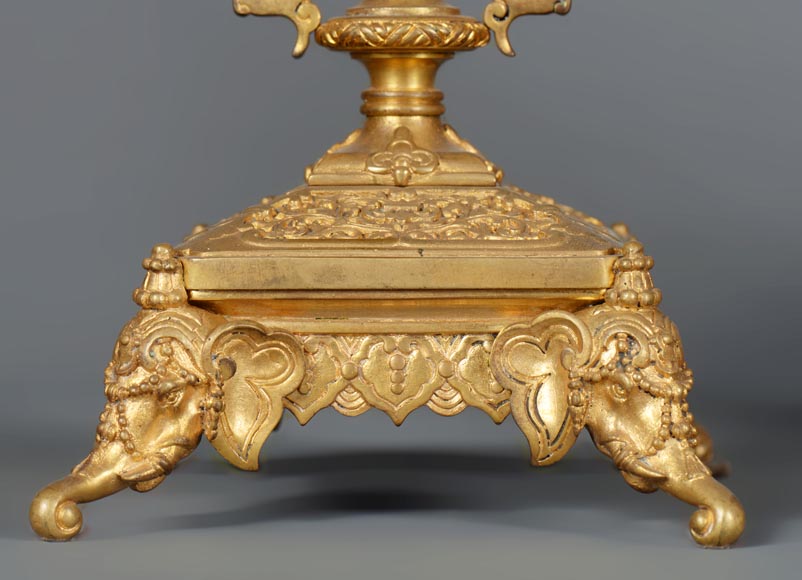 Ferdinand BARBEDIENNE (attributed to) - Gilded bronze set clock in
