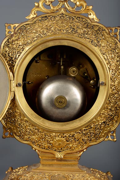 Ferdinand BARBEDIENNE (attributed to) - Gilded bronze set clock in the taste of Japan-5