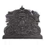 Exceptional antique cast iron fireback with the coat of arms of Jean-Baptiste Colbert, marquis of Seignelay