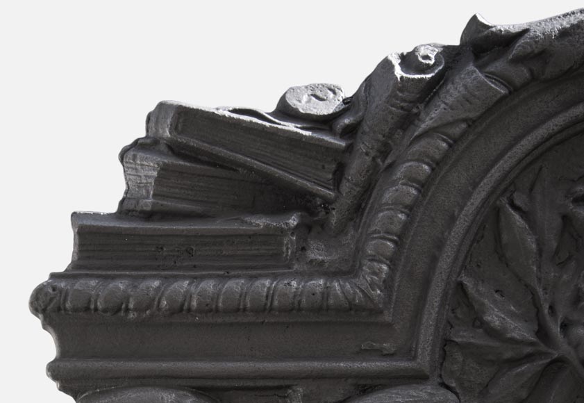 Exceptional antique cast iron fireback with the coat of arms of Jean-Baptiste Colbert, marquis of Seignelay-8