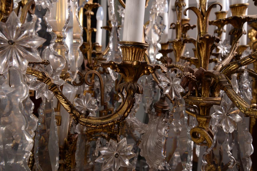 Large antique Napoleon III style chandelier with pendants-3