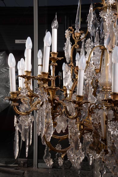 Large antique Napoleon III style chandelier with pendants-5