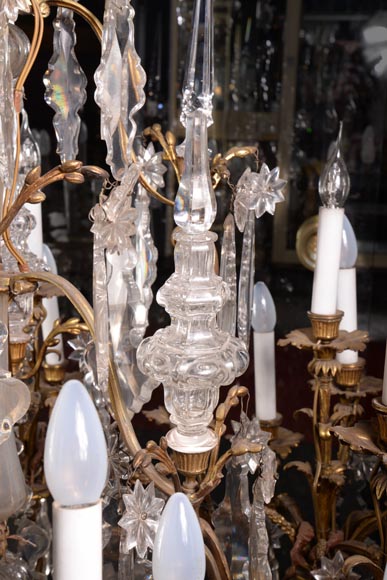 Large antique Napoleon III style chandelier with pendants-7