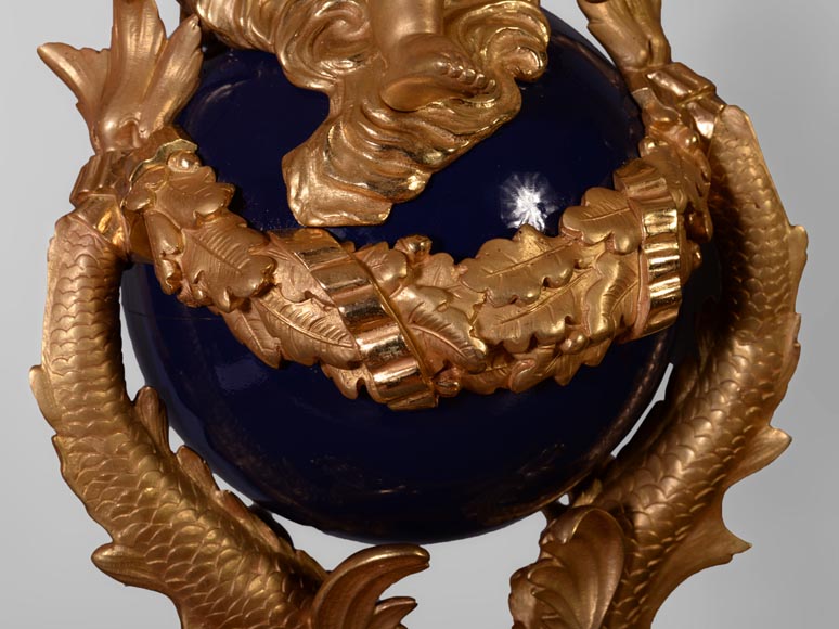 Exceptional Pair Of Napoleon Iii Style Andirons With Putti Made Of