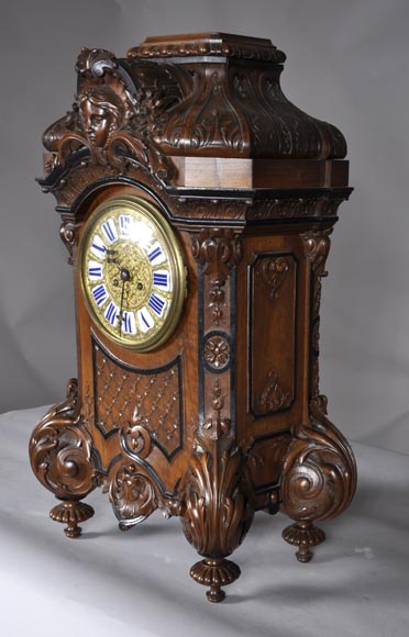 Mazaroz (attributed to), Neo-Renaissance carved walnut cartel clock-1
