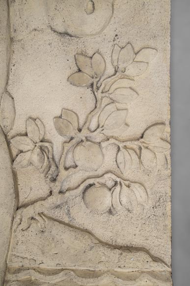 Maternity and Agriculture, important monumental Art Deco bas-relief in composite stone, signed-8