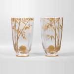 BACCARAT, Pair of Vases with Bamboo Decor, circa 1880