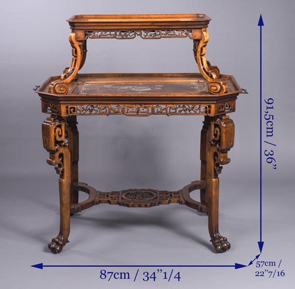 Japanese style tea table with mother-of-pearl inlays - Gueridons