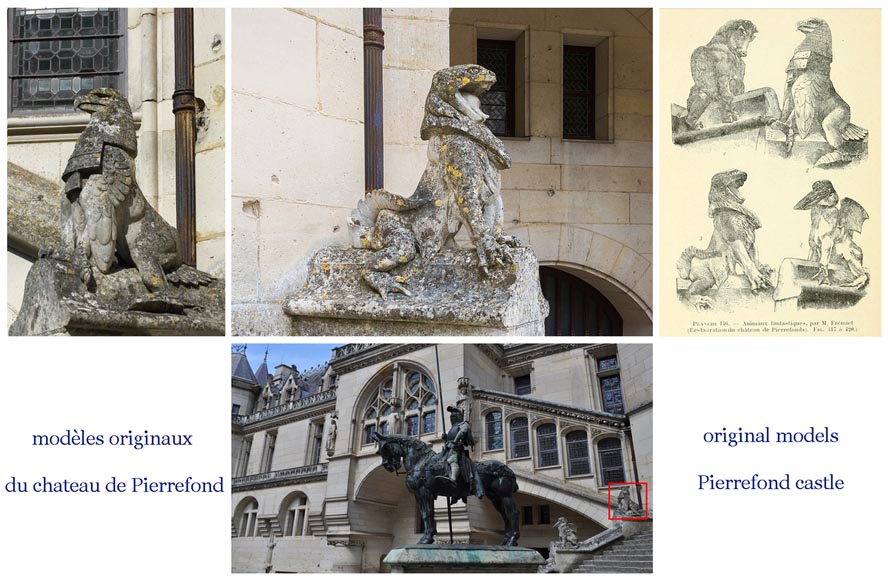 Emmanuel FREMIET (1824-1910) et Emile MÜLLER ET CIE The Eagle and The Lizard, ridge tiles after the sculpture of the Château of Pierrefonds-13