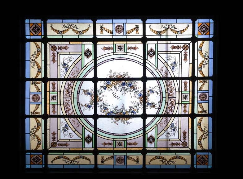 Set of three ceiling panels in stained glass made for an hotel’s dining room-1