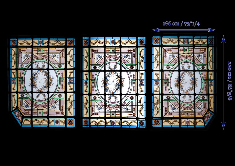 Set of three ceiling panels in stained glass made for an hotel’s dining room-8