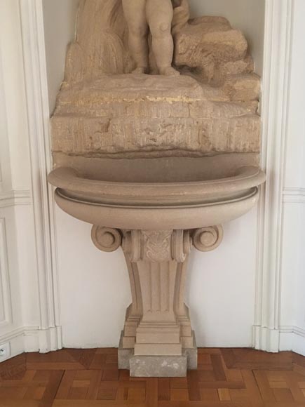 Beautiful Neoclassical interior fountain made of stone depicting Heracles as a child-2