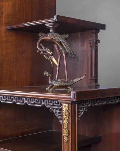 Gabriel VIARDOT (1830-1906) - Japanese style shelf cabinet with mother of pearl decoration-10