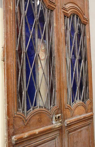 Wood door from the 18th century with 19th century iron openings-3