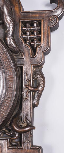 Japanese-style barometer with dragon and Foo dog decoration-4