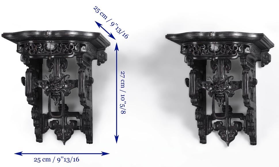 Eugène-Frédéric PIAT (1827-1903) - Pair of Japanese wall brackets, a similar model of which belonged to Sarah Bernhardt-5