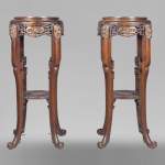 Gabriel VIARDOT (attributed to) - Pair of japanese style pedestals with lion's heads
