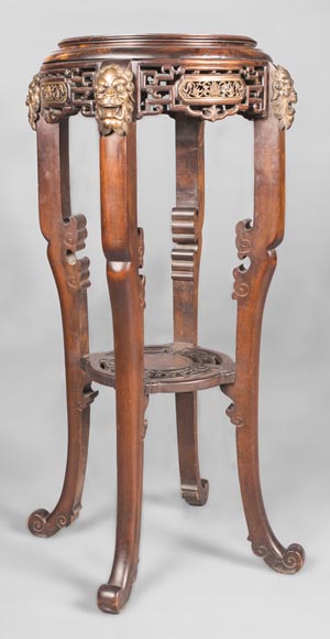 Gabriel VIARDOT (attributed to) - Pair of japanese style pedestals with lion's heads-6