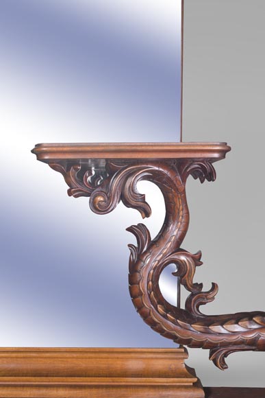 Maison des Bambous Alfred PERRET and Ernest VIBERT - Large Japanese-style cupboard and its mirror with dragons-4