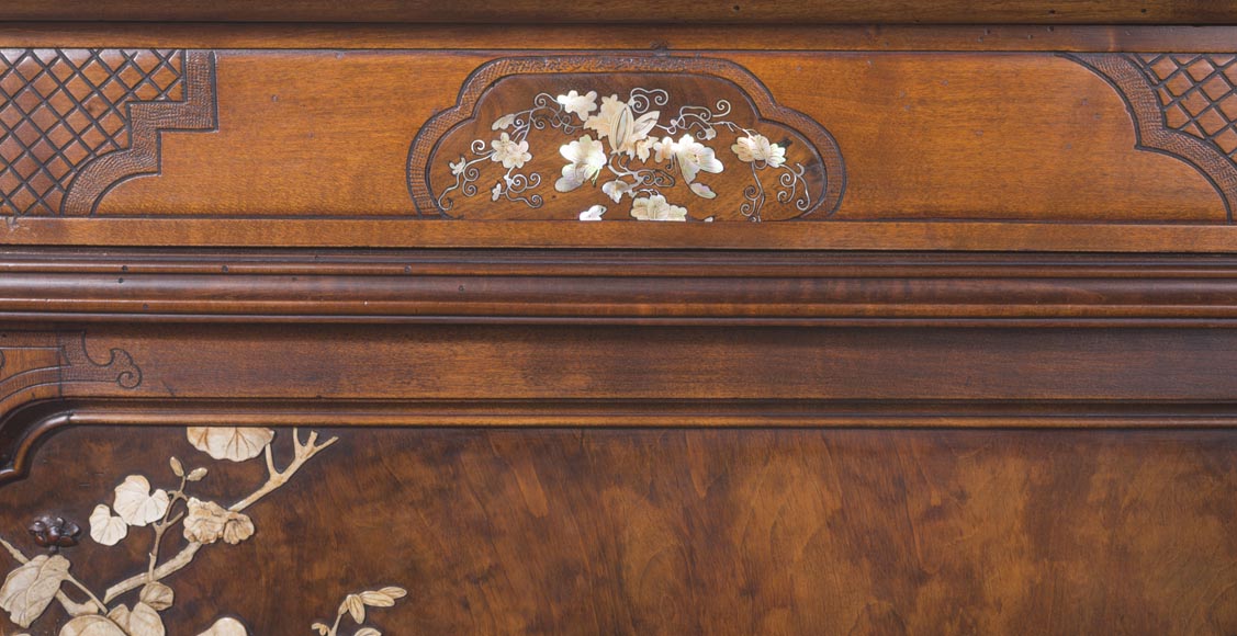 Maison des Bambous Alfred PERRET and Ernest VIBERT - Large Japanese-style cupboard and its mirror with dragons-13