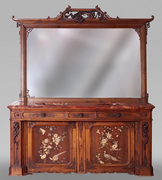 Washbasin cabinet and its mirror in the Far Eastern style-0