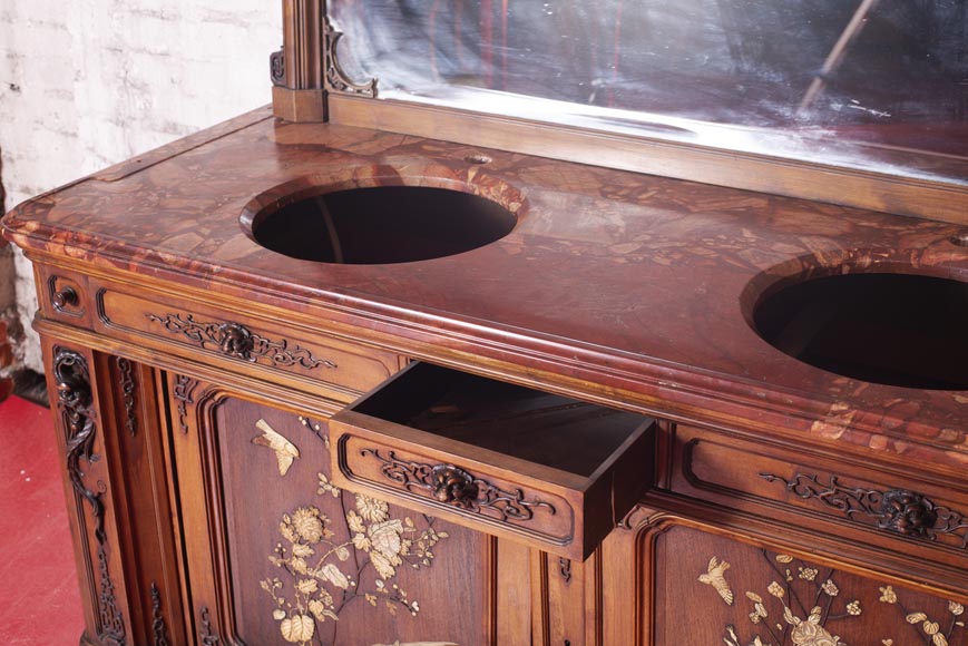 Washbasin cabinet and its mirror in the Far Eastern style-4