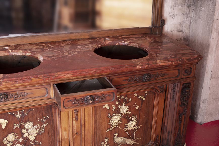 Washbasin cabinet and its mirror in the Far Eastern style-5