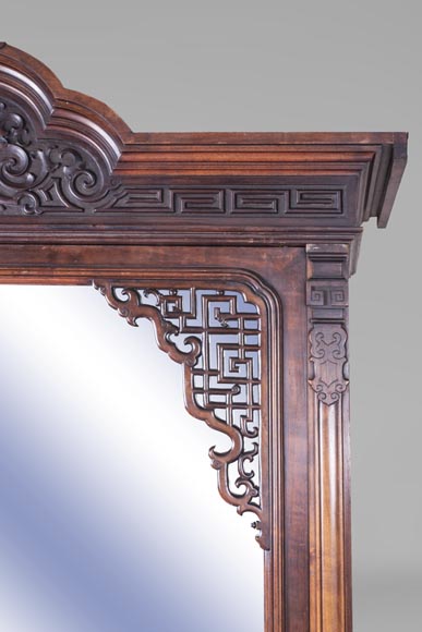 Gabriel VIARDOT (attributed to) - Asymmetrical cabinet with rich engraved and sculpted decoration of extreme oriental inspiration-3