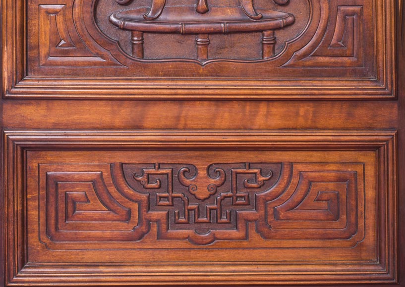 Gabriel VIARDOT (attributed to) - Asymmetrical cabinet with rich engraved and sculpted decoration of extreme oriental inspiration-7