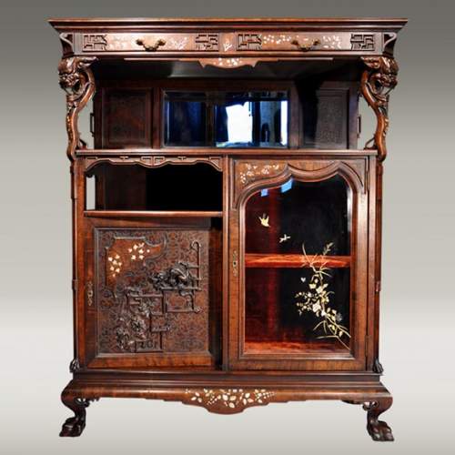 Japanese style display cabinet with birds - Bookcases, desks, Vitrines